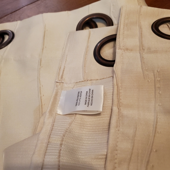 Textured Fabric Curtain Panel Polyester, Ivory, Machine Washable - Picture 6 of 6